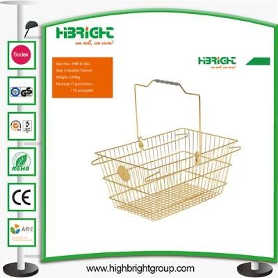 Golden Color Cosmetic Shop Metal Wire Shopping Basket