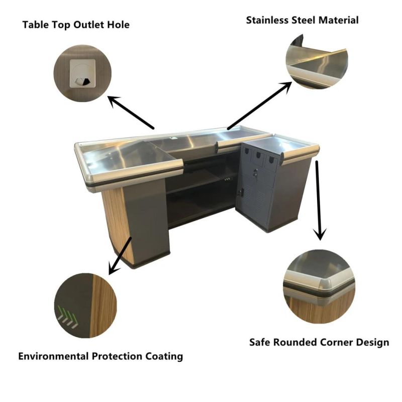 Modern Design Custom Logo Wooden Counter Desk Cashier