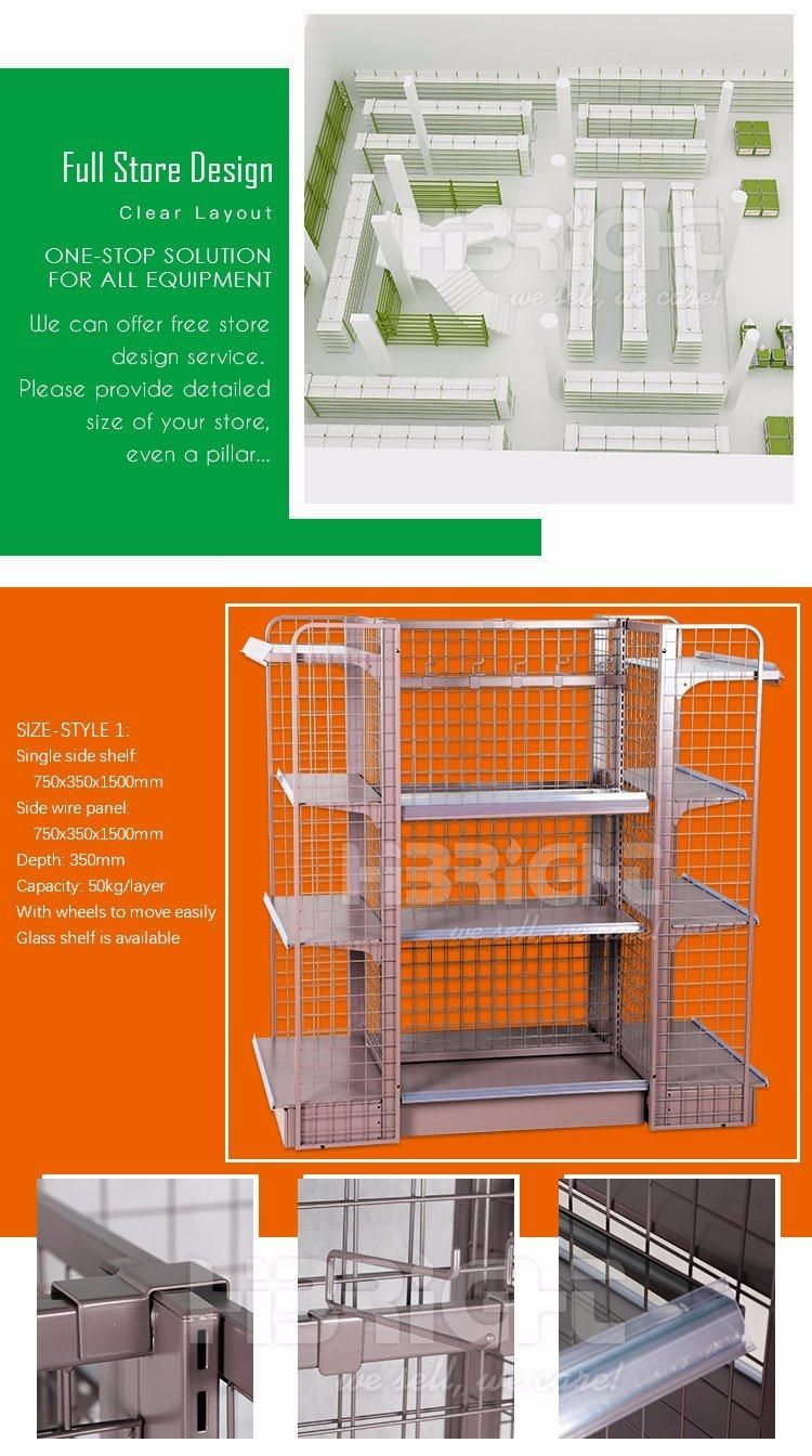 Single Sided Convenient Store Gondola Metal Wall Shelf