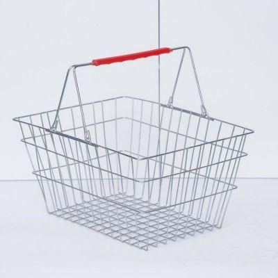Cheap Price Supermarket Shopping Basket with Double Handles Metal Basket