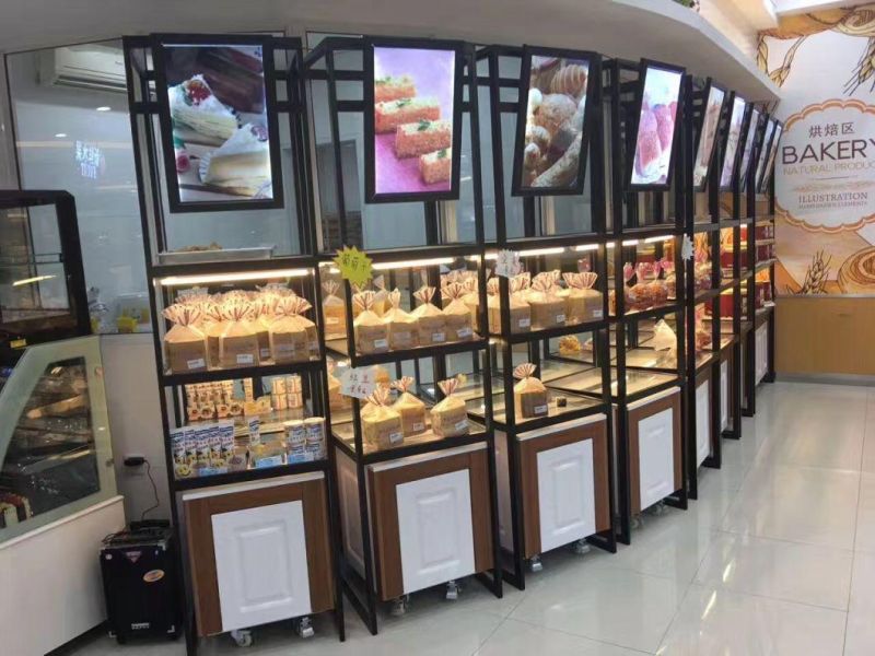 Hot Design Eco-Friendly Free Standing Bread Display Case for Bakery Shop