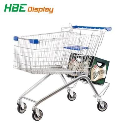 Metal Plastic Powder Coating Shopping Carts with Travelator Castors