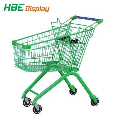 Retail Store 180L Asian Style Metal Supermarkt Shopping Trolley for Sale