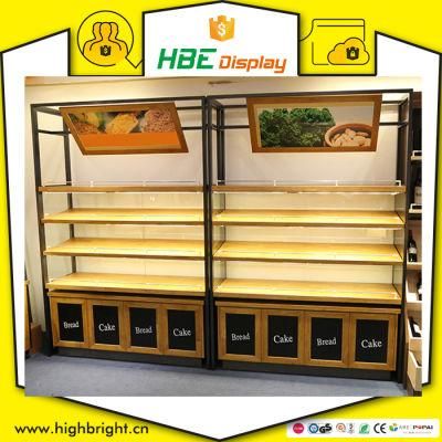 Counter Top Bakery Display Rack Wooden Bread Display Stand