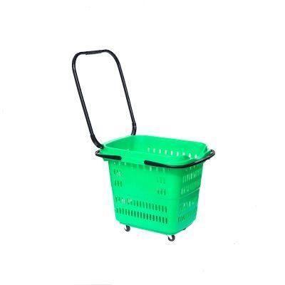 Luxury Small Four Wheel Shopping Basket Trolley with Double Hands