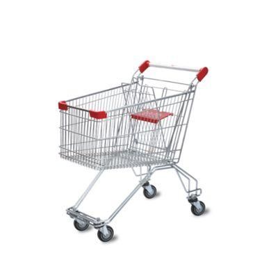 Supermarket Cart 190L Double Child Seat Plate Galvanized Shopping Trolley