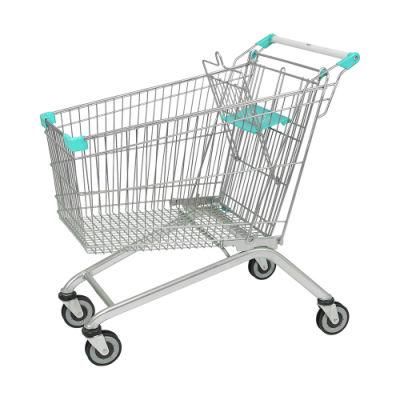 New Type Iron Mesh Supermarket Store Cart with Handle Logo