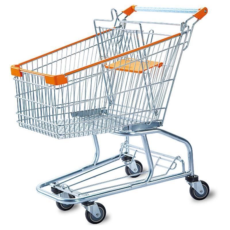 4 Wheel Supermarket Cargo Hand Trolley Heavy Duty Steel Trolley