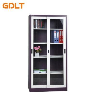 Knocked Down Sliding Glass Door Metal Filing Cabinet with Adjustable Shelves