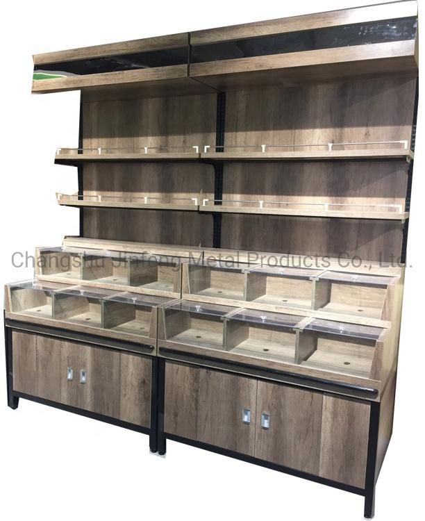 Supermarket Wooden Display Shelving for Dry Food and Snacks