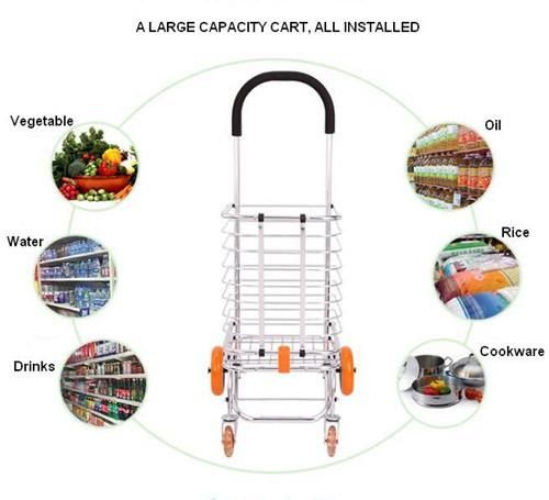 China High Quality Aluminum Lightweight Portable Folding Shopping Cart with Wheels