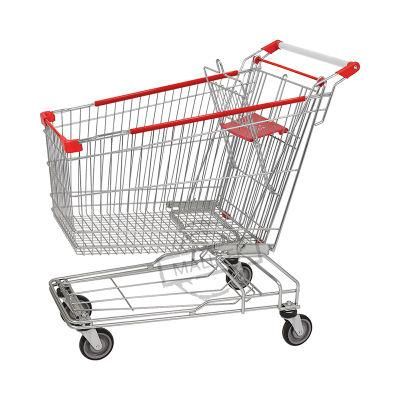 Large Size Supermarket Metal Store Shopping Trolley with Child Seats