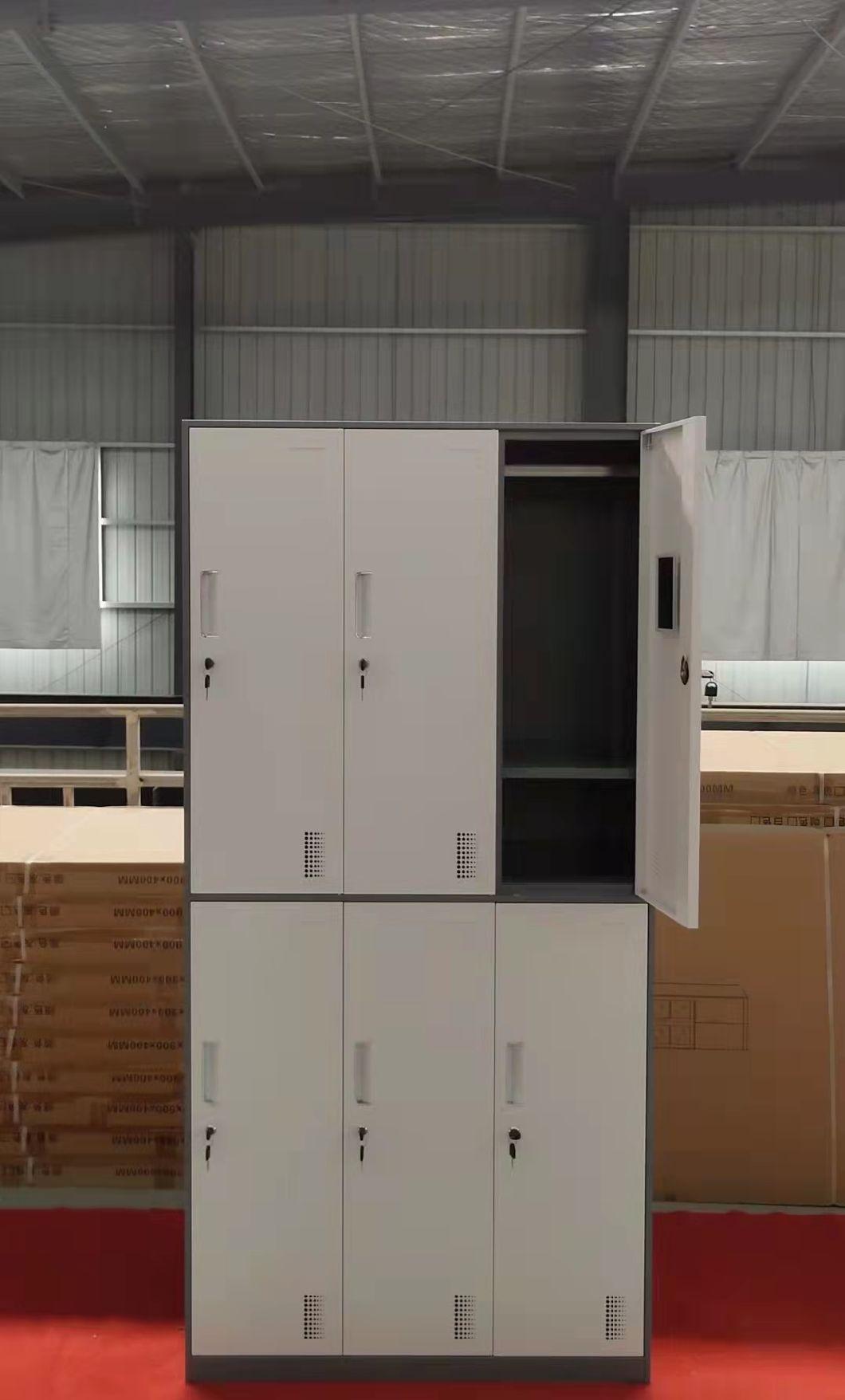 6 Door Metal Locker for Storage Bags and Clothes Steel Locker Storage Cabinet Cupboards School Gym SPA Locker