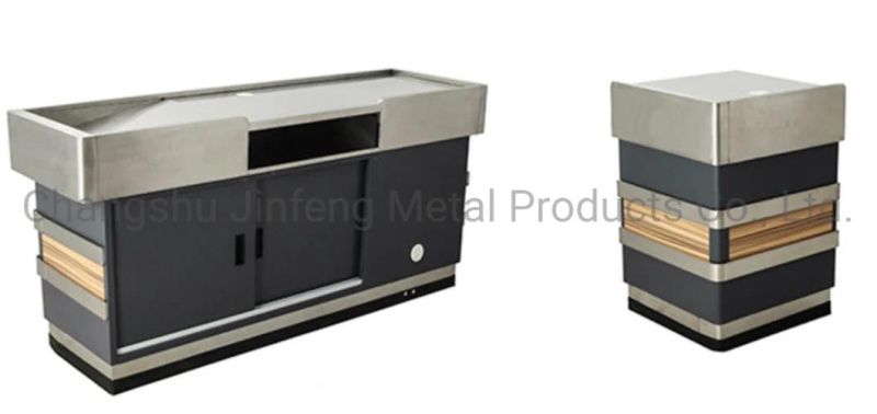 Supermarket Checkout Counter Cashier Table with Stainless Steel Protection