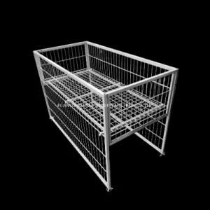 PY039-China Manufactured Customized Modern Design Black Powder Coating Metal Mesh Basket Supermarket Shelf Retail Display Shelf