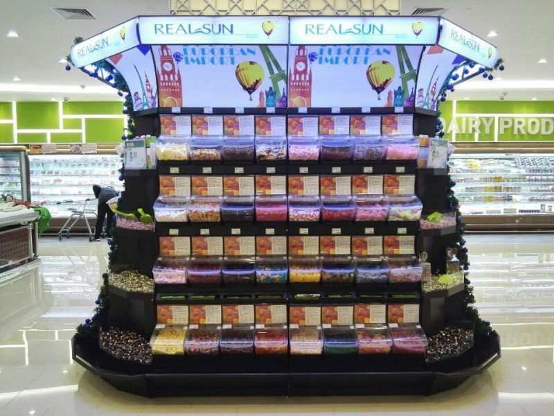 Supermarket Display Candy Racks Bulk Shelving with Bulk Bin