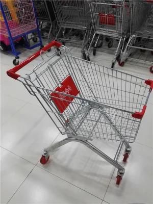 High Quality Metal Supermarket Four Wheel Shopping Trolley