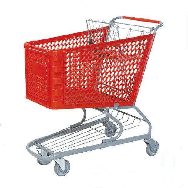 Plastic Supermarket Wheeled Shopping Hand Trolley Cart