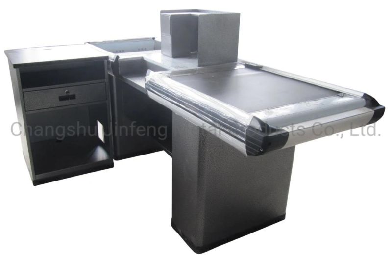 Supermarket Customized Checkout Counter Cashier Desk with Conveyor Belt