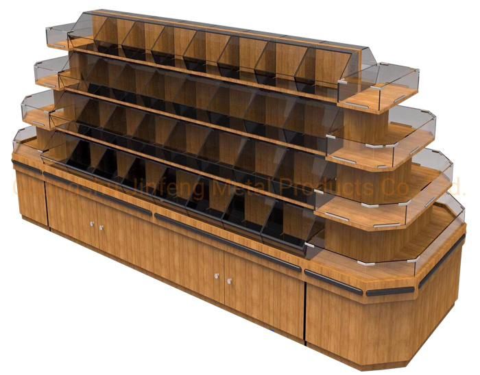 Supermarket Shelving Convenience Store Snack Display Rack with Wood