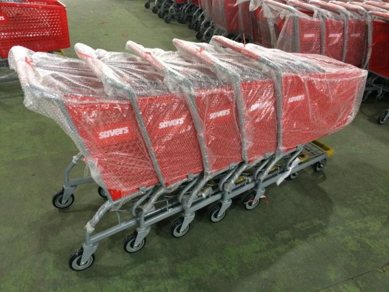 120L Supermarket Plastic Shopping Wheeled Trolley Cart