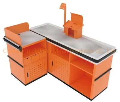 Supermarket Express Checkout Counter Metal Cashier Desk Jf-Cc-005