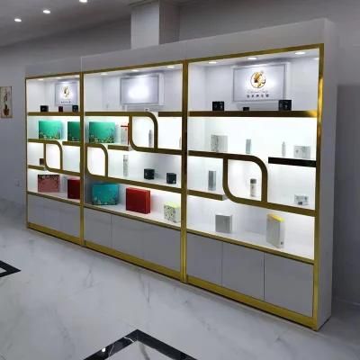 Retail Cosmetic Display Stand Beauty Products Shop Shelf Display Cosmetics Display Shelves Wooden Wall Cosmetic Shelf Showcase