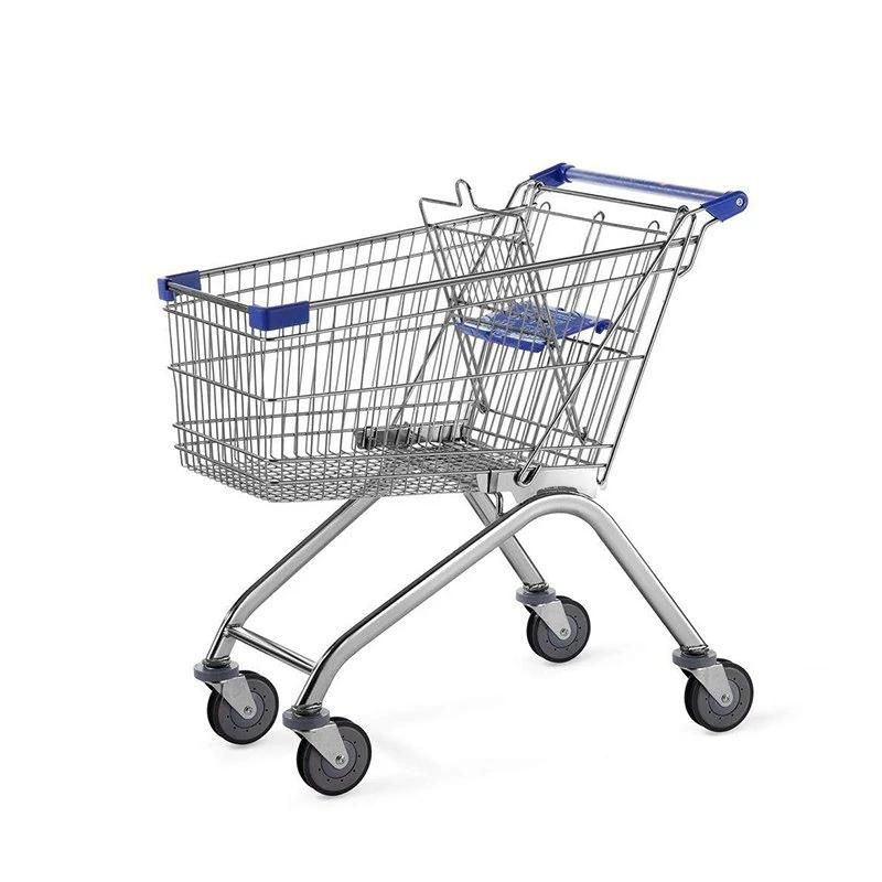 Black Metal Portable Supermarket Foldable Shopping Trolleys