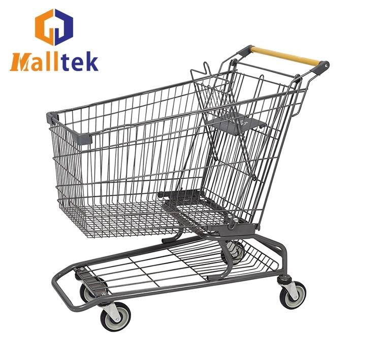 High Quality Galvanized American Metal Shopping Trolley for Hypmarket