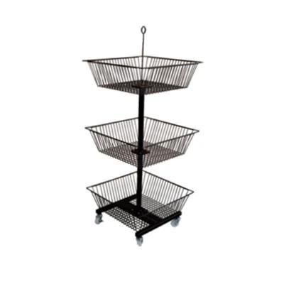 Wire Basket Display Rack Grocery Store Metal Stand for Supermarket
