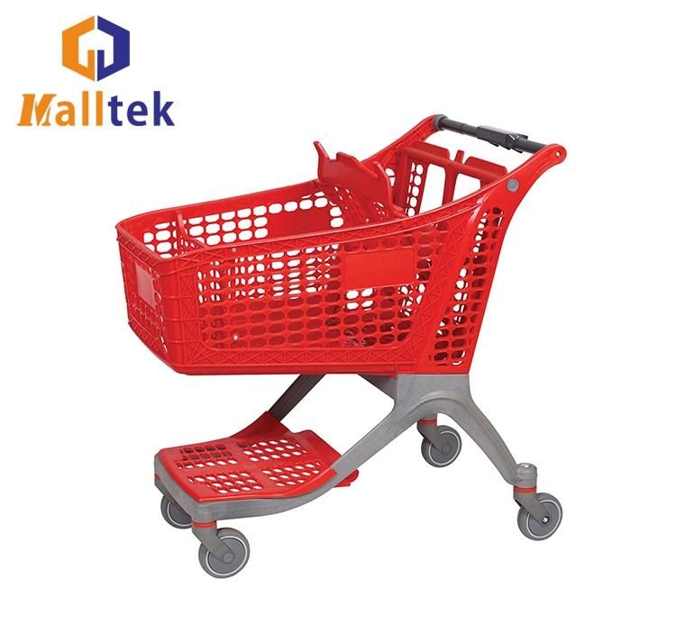 Fully Stocked Unfolding Shopping Supermarket Plastic Mesh Trolley