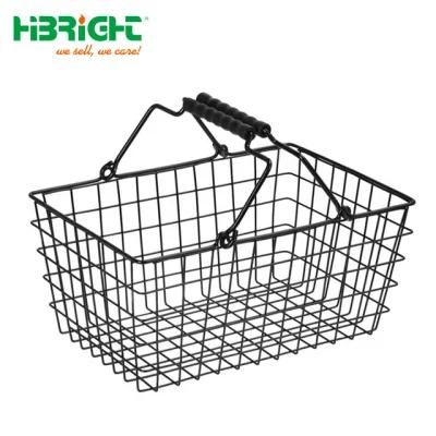11 Litres Steel Wire Plastic Powder Sprayed Mini Metal Hand Basket for Cosmetic Shop