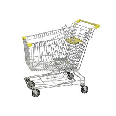 Asian Style Hand Metal Shopping Trolley with 4 Wheels Cart Convenience Store