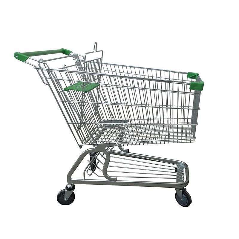 Asian Style 80L Metal Shopping Cart Trolley in Supermarket