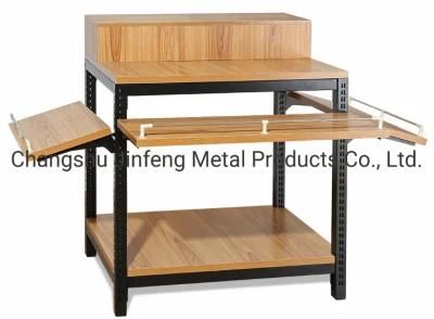 Supermarket Convenience Store Display Rack for Exhibition Steel-Wood Promotion Table