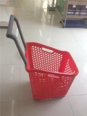 Rolling Plastic Shopping Basket with Wheels