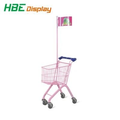 Mall Supermarket Trolley Children Metal Shopping Cart Trolley with Flag