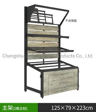 Supermarket Convenience Store Display Rack Steel-Wood Multi-Layer Display Stand