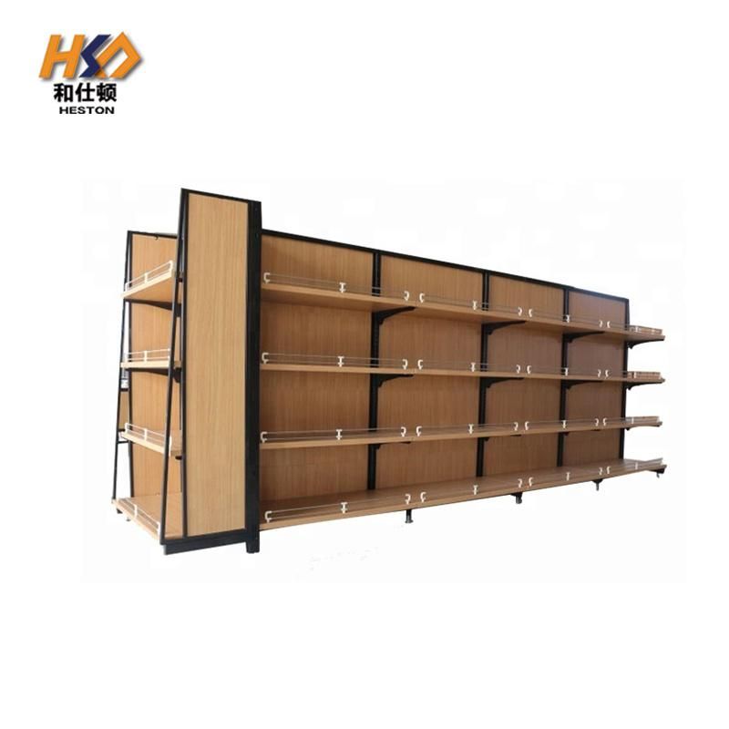 New Coming Good Quality Floor Standing Metal and Wood Supermarket Shelves