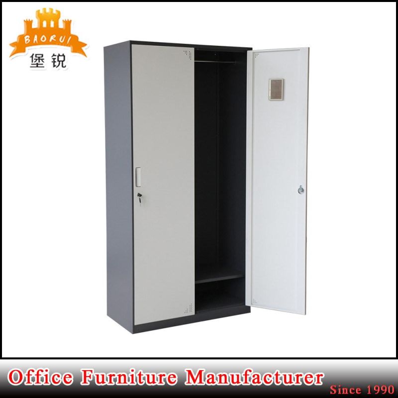 Jas-024 Thin Edge Personnel Locker Storage Cupboard Steel Metal Wardrobe Cabinet 2 Door