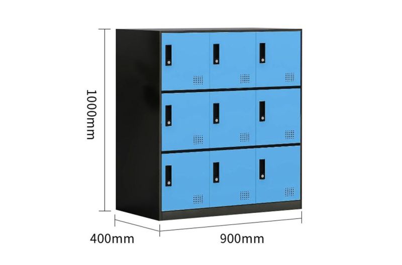 Small Metal 9 Door Cabinet School Lockers with Key Lock