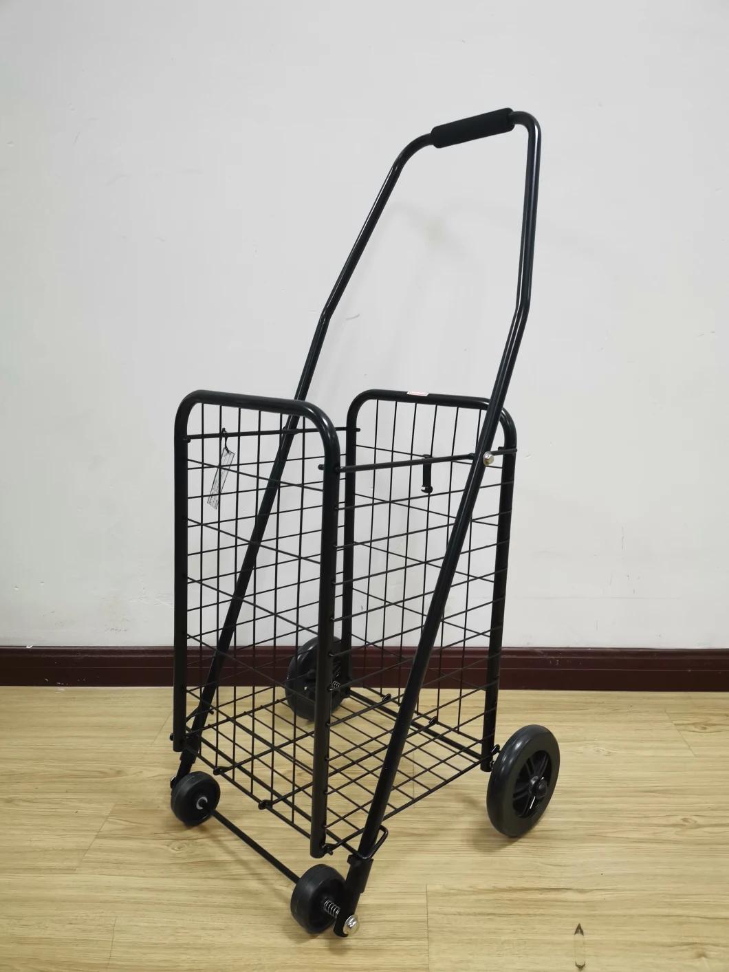 China Factory 42L Steel Folding Shopping Trolley with Stair Climbing Wheels
