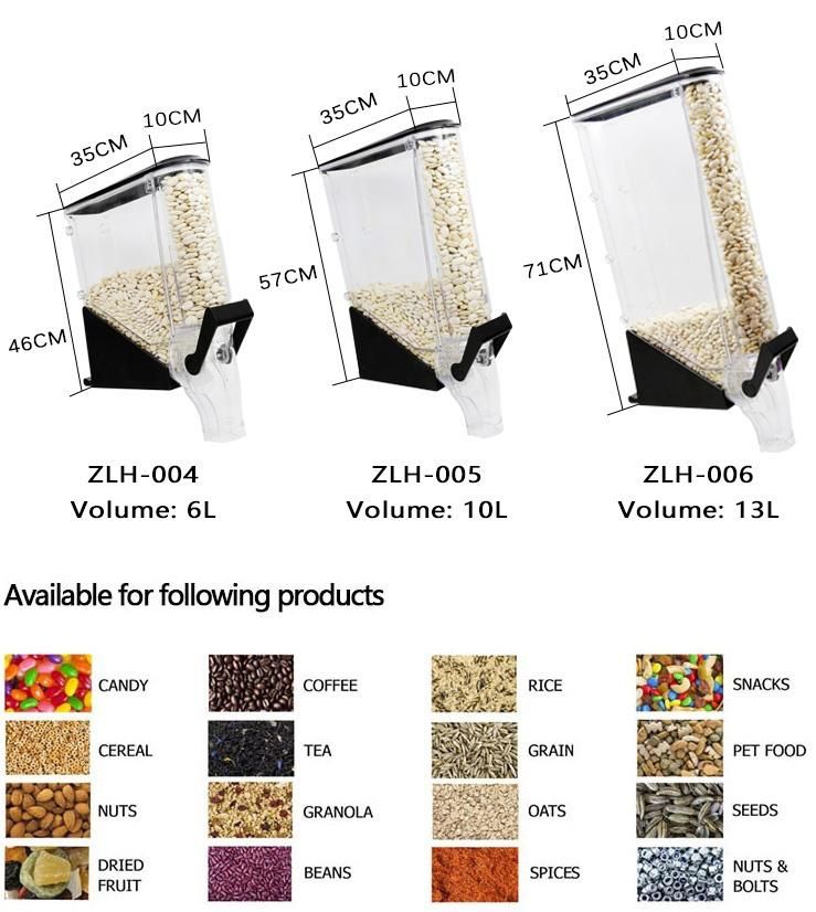 Plastic FDA Approval Food Dispenser Gravity Bins Nut Dispenser