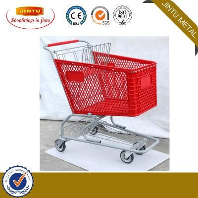 New Supermarket Plastic Shopping Cart with Wheels