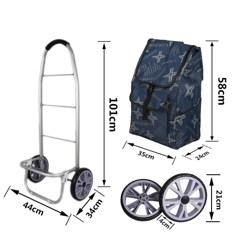 Collapsible Trolley Grocery Shopping Bag Foldable Shopping Cart with Wheels Customized Logo