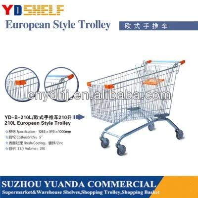 Metal European Style Supermarket Shopping Trolley