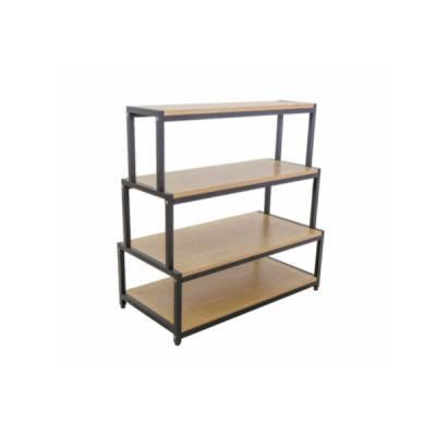 Four Layers Shoes Stand Wooden Shelf Simple and Textural Wood and Iron