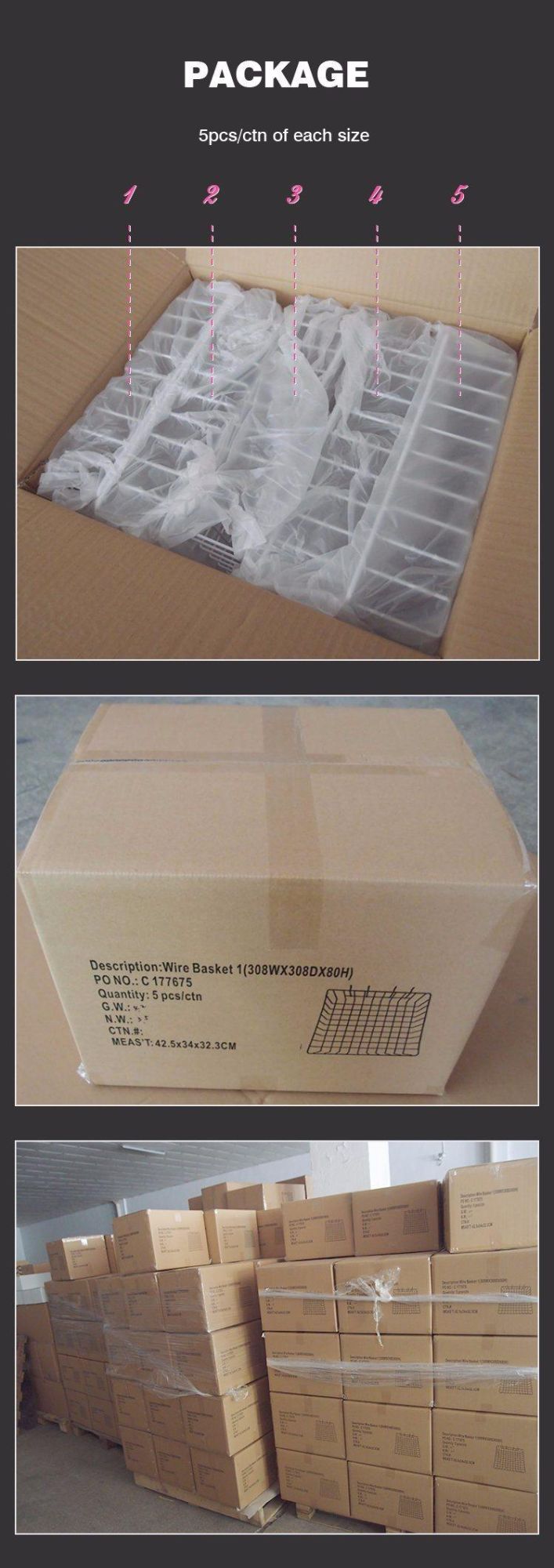 Coated Hanging Wire Mesh Storage Baskets for Pegboard/Gridwall/Slatwall