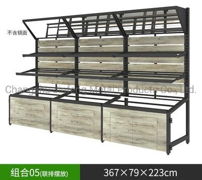 Supermarket Convenience Store Steel-Wood Multi-Layer Display Rack