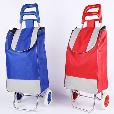 Custom Logo Eco-Friendly Reusable Supermarket/Retail Stores Waterproof Oxford Vegetable Shopping Trolley Cart Bag with Wheels